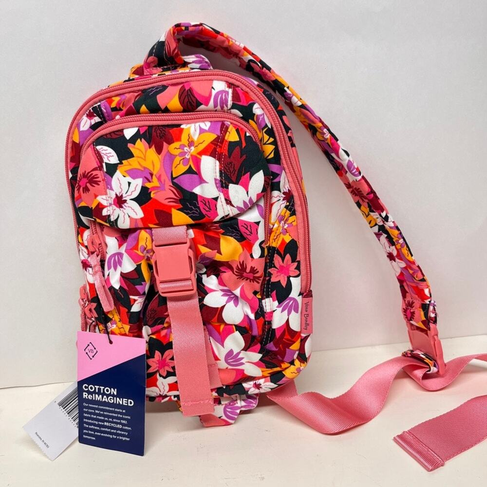 Vera Bradley Utility Sling Backpack in Rosa Floral Design